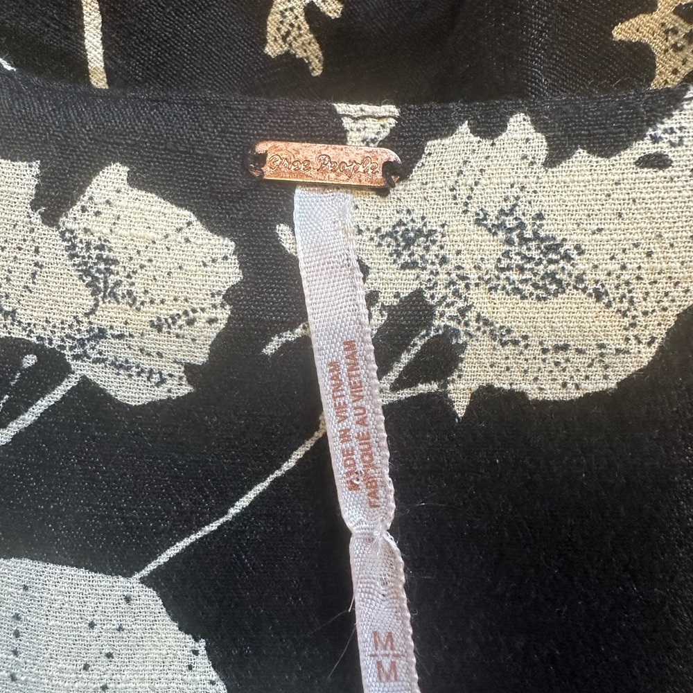 Free People French Quarter Wrap Mini Dress onyx combo black & cream size Medium - Picture 4 of 6